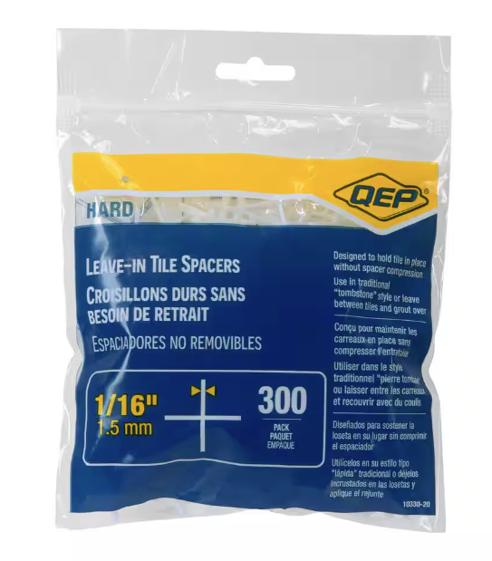 "1/16 in. Hard Tile Spacers for Traditional or Leave-In Installation (300-Pack)"