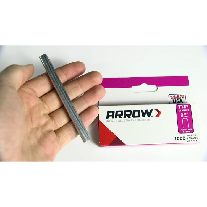 Arrow T18 Heavy Duty Wire Staples, 7/16" x 3/16", 1000ct