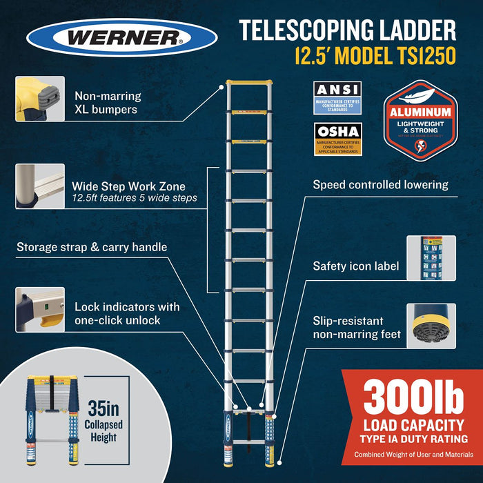 Werner Telescoping Ladder 12.5ft Type IA TS1250