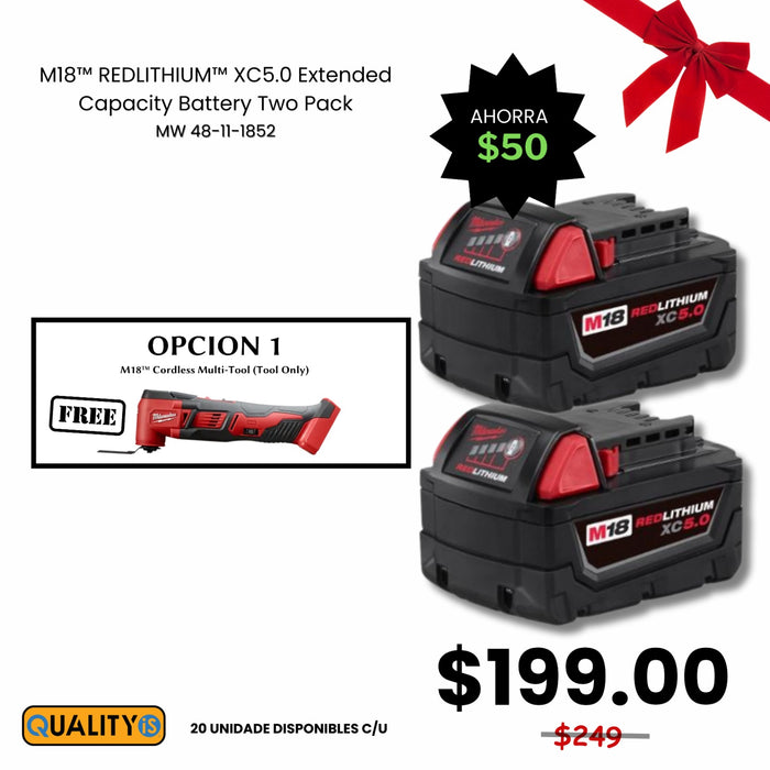 M18™ REDLITHIUM™ XC 5.0Ah Extended Capacity Battery Pack (2 Piece) + M18™ Multi-Tool