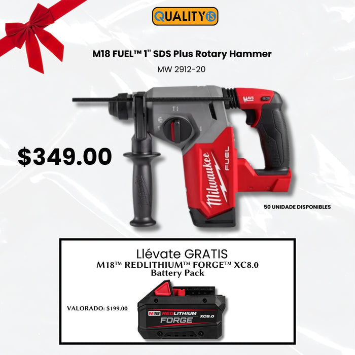 M18 FUEL™ 1 in SDS Plus Rotary Hammer + M18™ REDLITHIUM™ FORGE™ XC8.0 Battery Pack