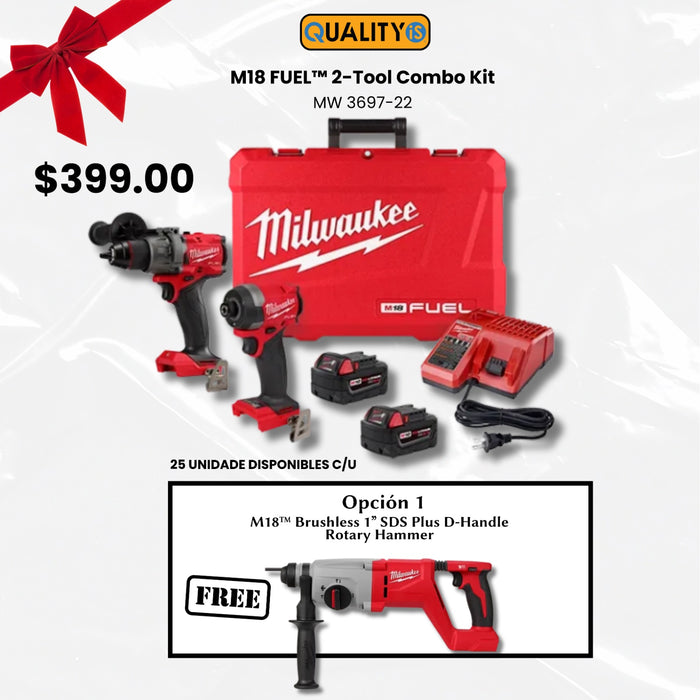 M18 FUEL™ 2-Tool Combo Kit + M18™ Brushless 1” SDS Plus D-Handle Rotary Hammer