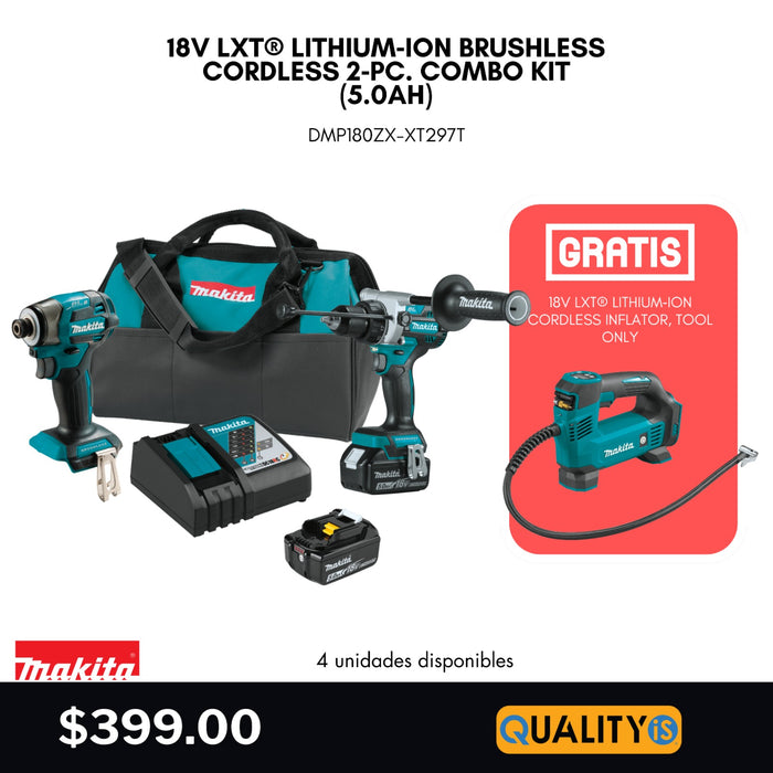 18V LXT® Lithium‑Ion Brushless Cordless 2‑Pc. Combo Kit (5.0Ah) + 18V LXT® Lithium‑Ion Cordless Inflator, Tool Only