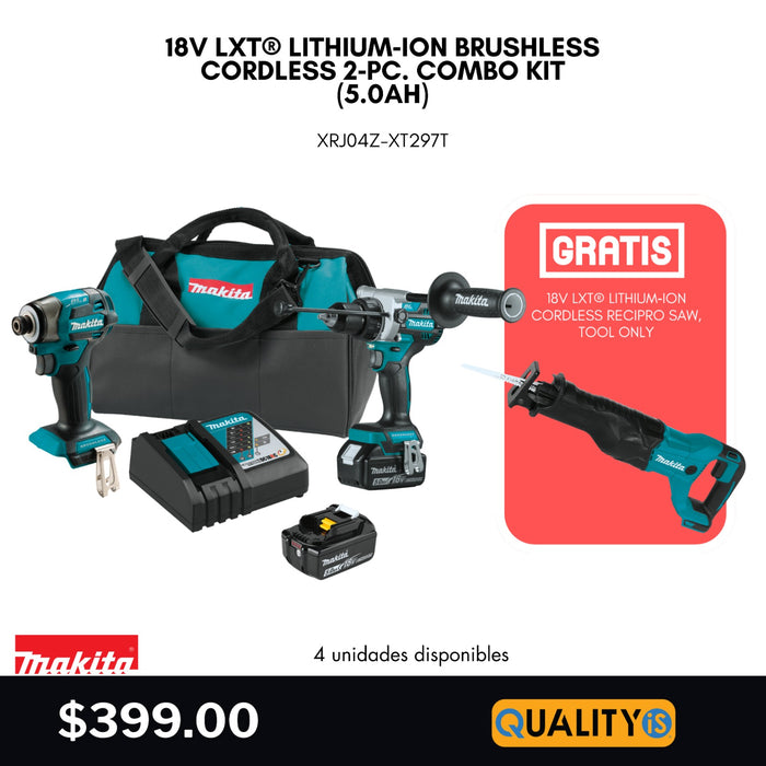 18V LXT® Lithium‑Ion Brushless Cordless 2‑Pc. Combo Kit (5.0Ah) + 18V LXT® Lithium‑Ion Cordless Recipro Saw, Tool Only