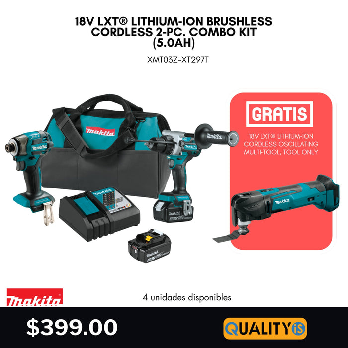 18V LXT® Lithium‑Ion Brushless Cordless 2‑Pc. Combo Kit (5.0Ah) + 18V LXT® Lithium‑Ion Cordless Oscillating Multi‑Tool, Tool Only.