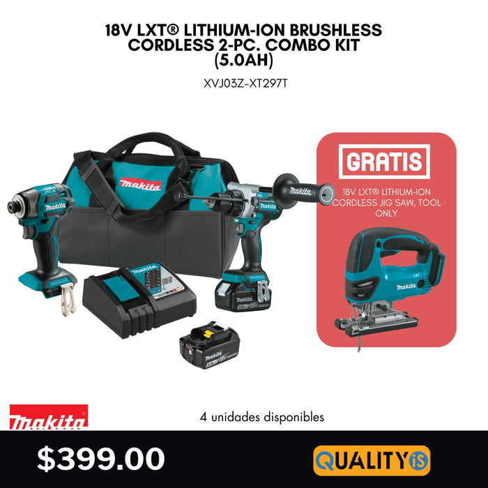 18V LXT® Lithium‑Ion Brushless Cordless 2‑Pc. Combo Kit (5.0Ah) + 18V LXT® Lithium‑Ion Cordless Jig Saw, Tool Only