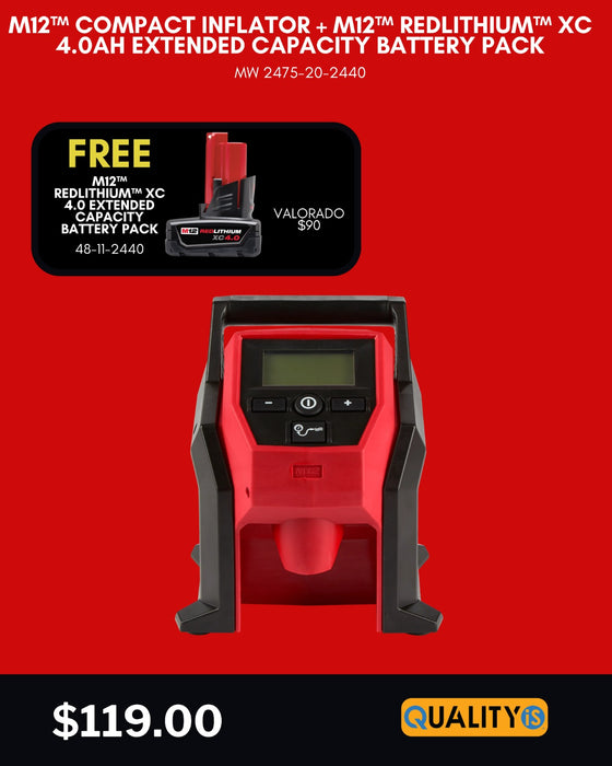 M12™ Compact Inflator + M12™ REDLITHIUM™ XC 4.0Ah Extended Capacity Battery Pack