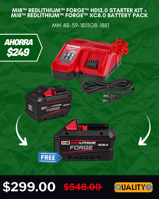 M18™ REDLITHIUM™ FORGE™ HD12.0 Starter Kit + M18™ REDLITHIUM™ FORGE™ XC8.0 Battery Pack