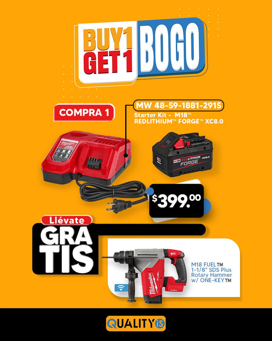 M18™ REDLITHIUM™ FORGE™ XC8.0 Starter Kit + M18 FUEL™ 1-1/8" SDS Plus Rotary Hammer w/ ONE-KEY™