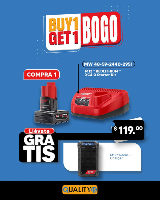 M12 REDLITHIUM  XC4.0 Starter Kit + M12™ Radio + Charger