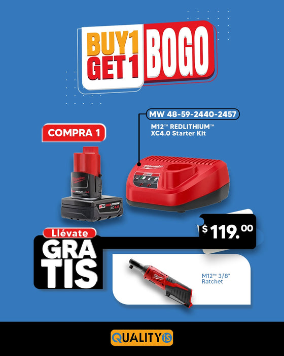 M12 REDLITHIUM  XC4.0 Starter Kit + M12™ Cordless 3/8" Ratchet (Tool Only)