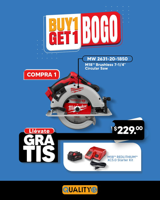 M18™ Brushless 7-1/4 in. Circular Saw + M18™ REDLITHIUM™ XC 5.0Ah Battery and Charger Starter Kit