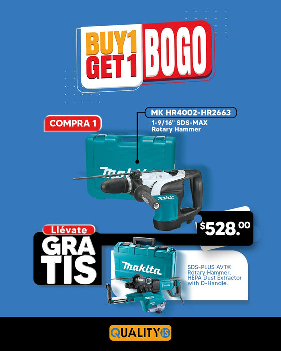 1‑9/16" SDS‑MAX Rotary Hammer + 1" SDS‑PLUS AVT® Rotary Hammer, w/ HEPA Dust Extractor (D‑handle)