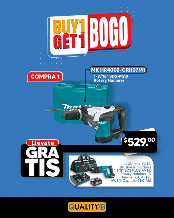 1-9/16" SDS-MAX Rotary Hammer + 40V max XGT® 1-1/8"  SDS-PLUS AVT®  Rotary Hammer (DHandle) Kit, A