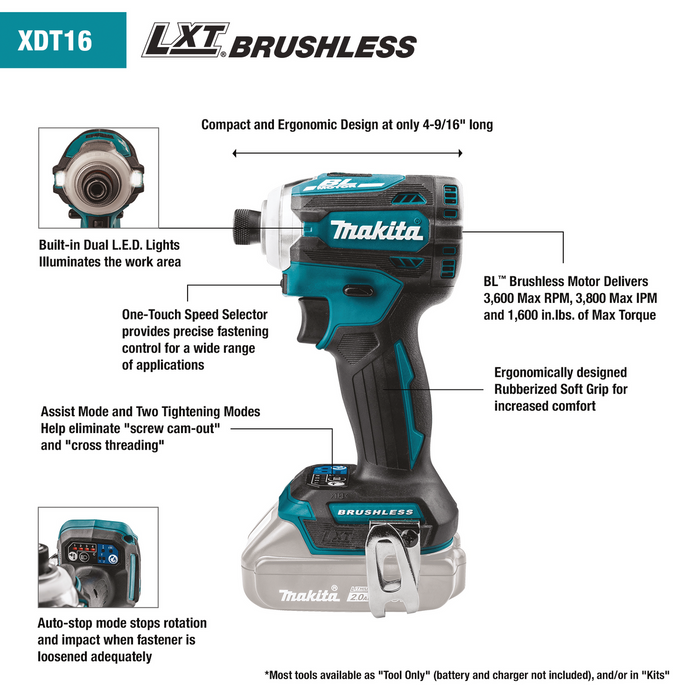 Makita XT288T 2-Tool Combo w/ Free Grinder XAG04Z and 6Ah Battery BL1860