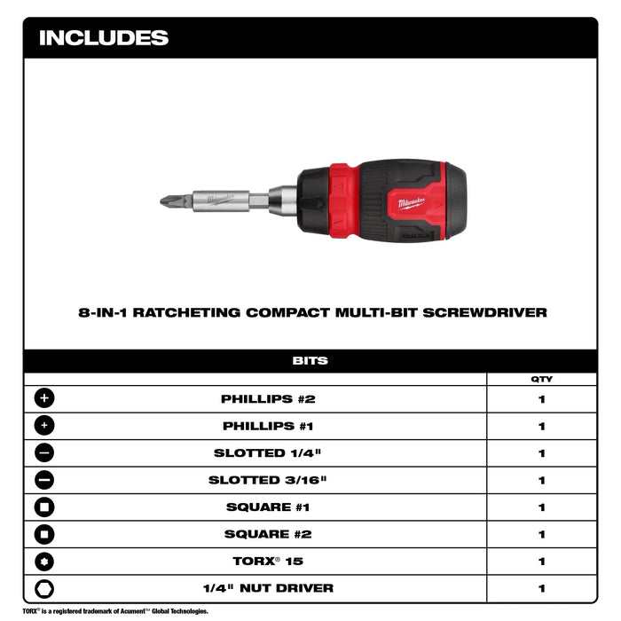 2pc 14-in-1 Ratcheting Multi-Bit and 8-in-1 Ratcheting Compact Multi-bit Screwdriver Set
