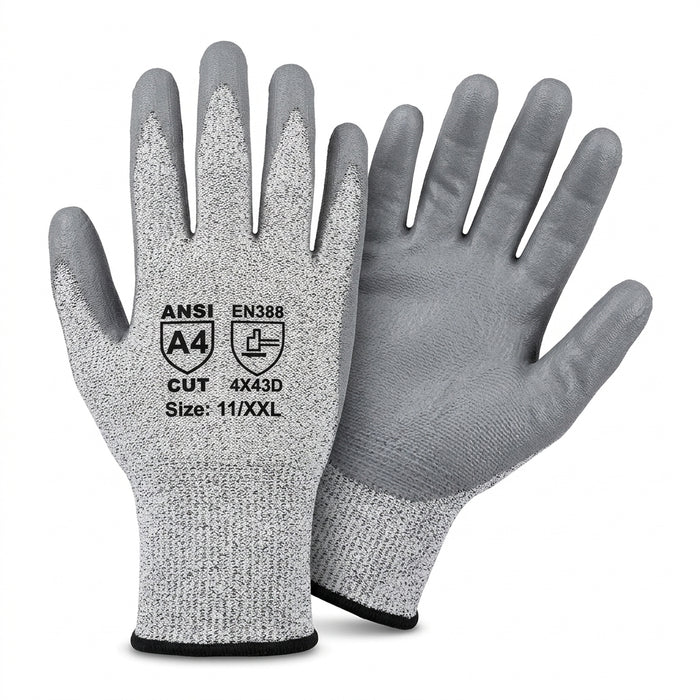 SafeCut® HPPE Knit PU Coated Gloves - A4 Cut Level Small