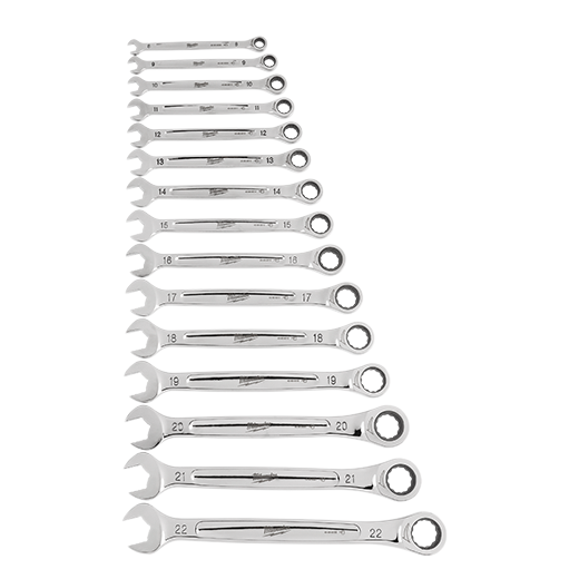 15pc Ratcheting Combination Wrench Set - Metric