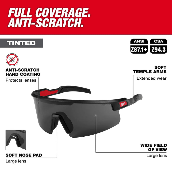 Wrap Around Safety Glasses - Tinted Anti-Scratch Lenses