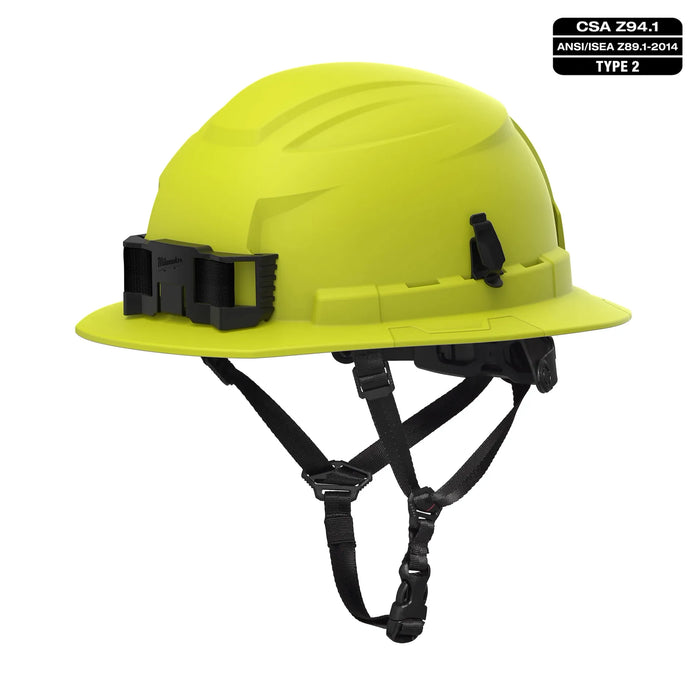 BOLT™ CSA/ANSI Type 2 High Visibility Green Full Brim Non-Vented Safety Helmet w/4PT Chinstrap - Class E