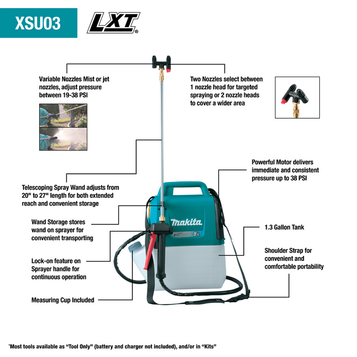 18V LXT® Lithium‑Ion Cordless 1.3 Gallon Sprayer Kit (4.0Ah)