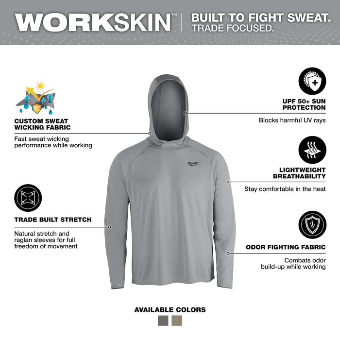 WORKSKIN™ Hooded Sun Shirt - L Gray