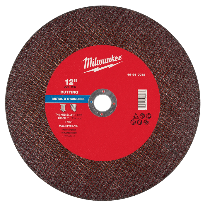 12" x 7/64" x 1" Metal Cut Off Wheel -Type 1