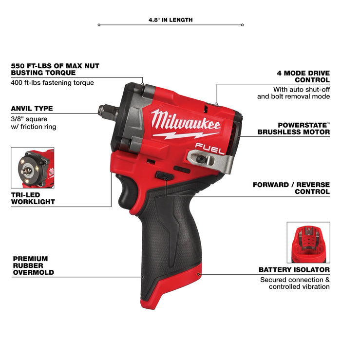 M12 FUEL™ Stubby 3/8" Impact Wrench