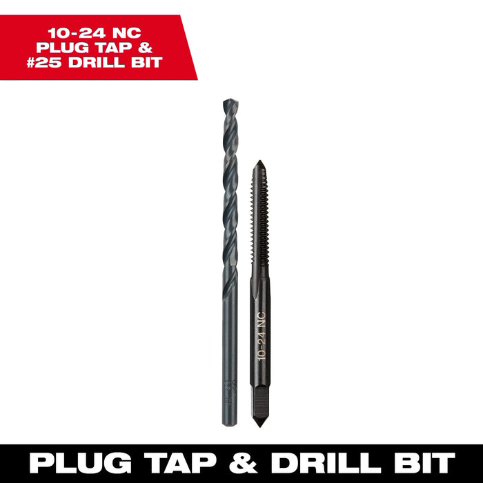 10-24 NC Straight Flute Plug Tap & #25 Drill Bit