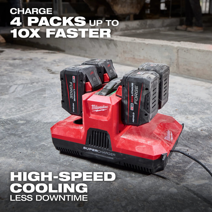 M18™ & M12™ Four Bay Simultaneous Super Charger w/ PACKOUT™ Compatibility