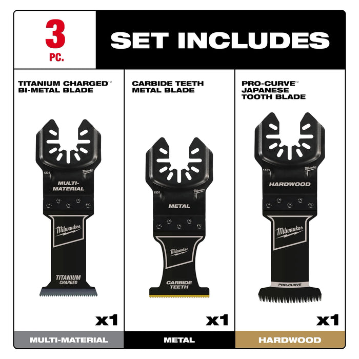 MILWAUKEE® OPEN-LOK™ All-Purpose Multi-Tool Blade Variety Pack 3PC