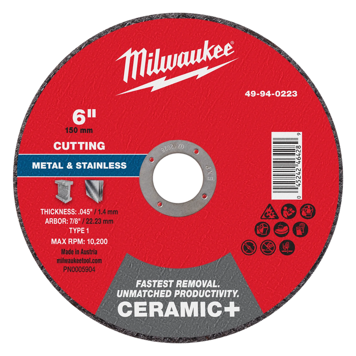 6" x .045" x 7/8" Ceramic+ Metal Cut Off Wheel -Type 1