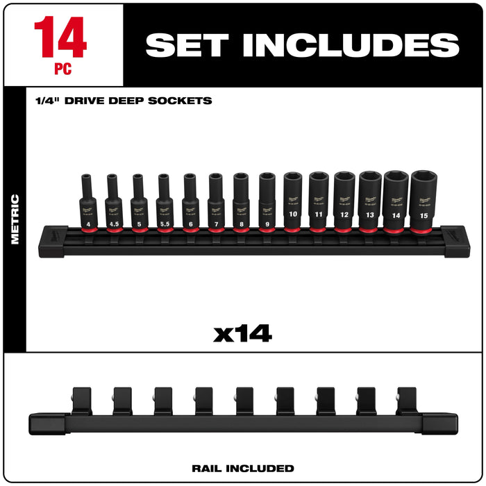 14PC SHOCKWAVE™ Impact Duty Metric Deep 6 Point Socket Set