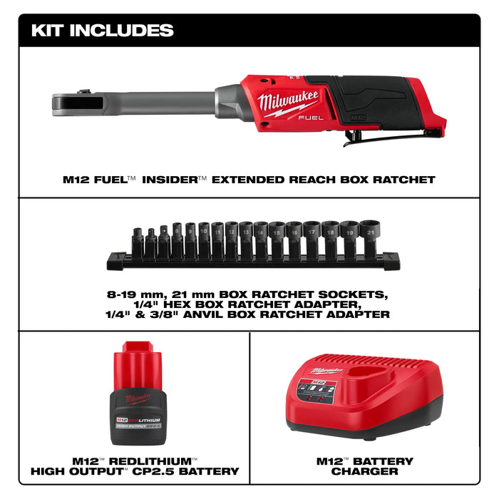 M12 FUEL™ INSIDER™ Extended Reach Box Ratchet Kit