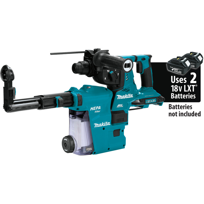 36V (18V X2) LXT® Brushless 1‑1/8" SDS‑PLUS AVT® Rotary Hammer, w/ HEPA Dust Extractor, AFT®, AWS® Capable, Tool Only
