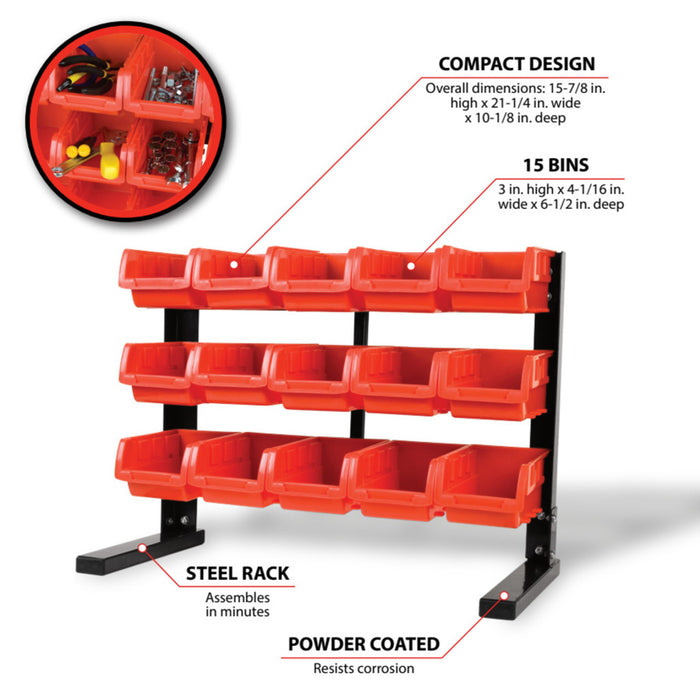 15 Bin Table Top Storage Rack