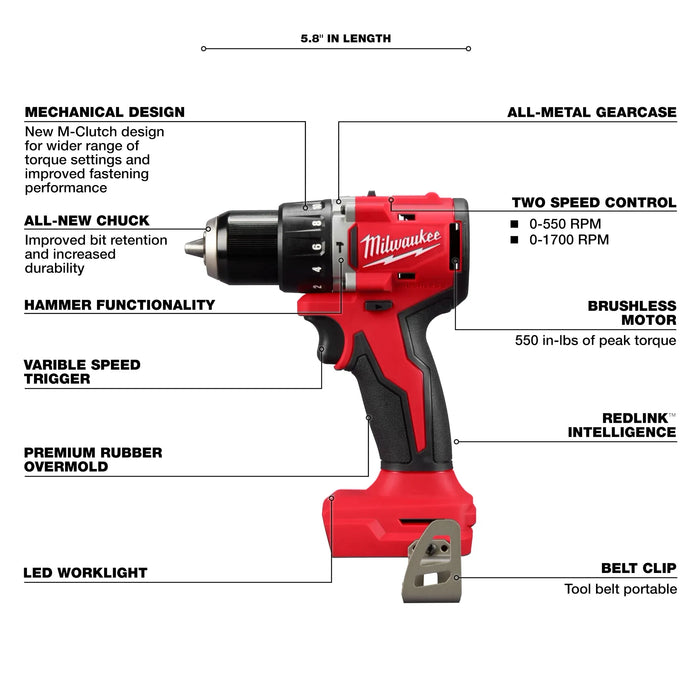 M18™ Compact Brushless 1/2" Hammer Drill/Driver