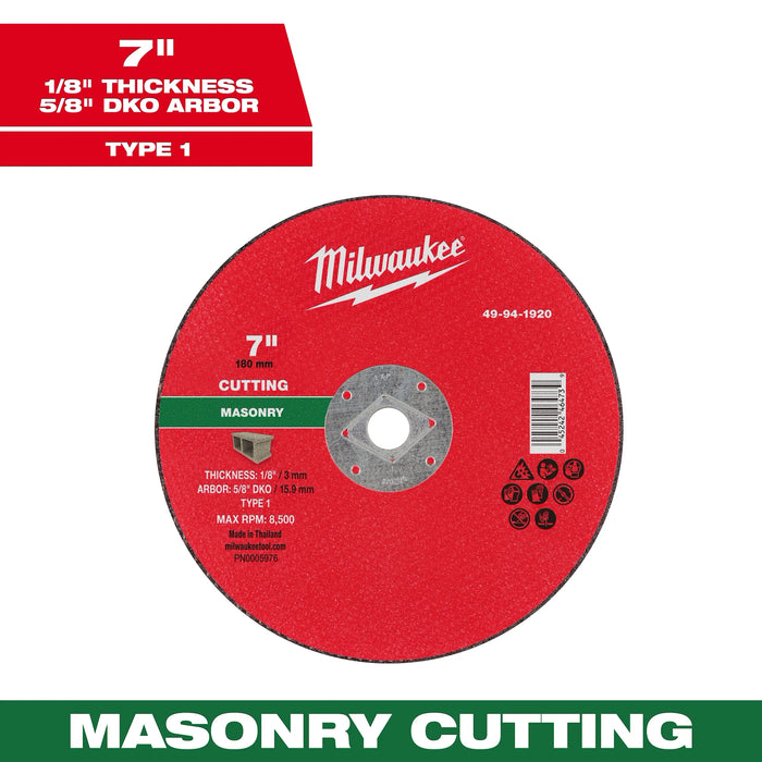 7" x 1/8" x 5/8" DKO Masonry Cut Off Wheel -Type 1