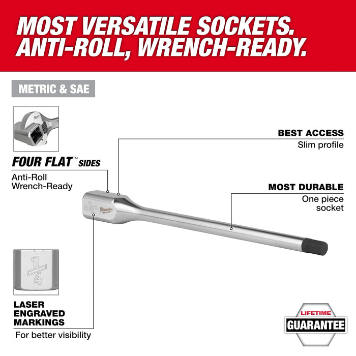 7pc 3/8” Drive Long Hex Bit Socket Set - Metric