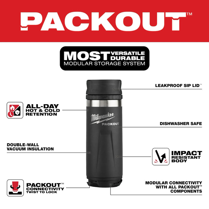 PACKOUT™ 18oz Insulated Bottle with Sip Lid Black