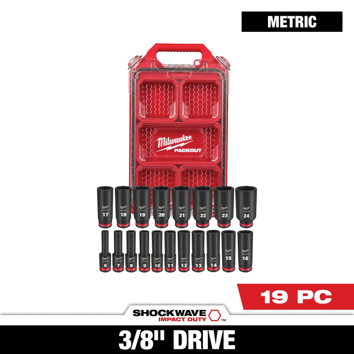 19PC SHOCKWAVE™ Impact Duty Socket 3/8” Drive MM Set with PACKOUT™
