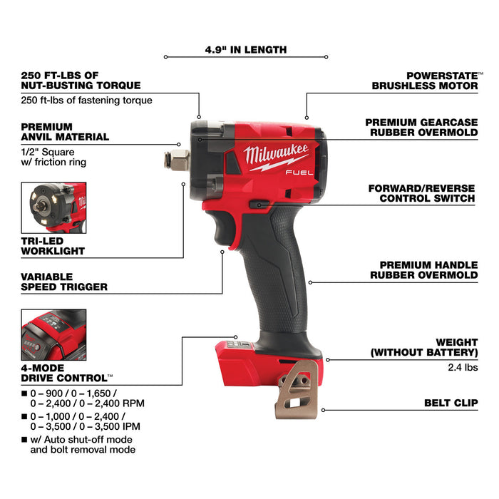 M18 FUEL™ 1/2 Compact Impact Wrench w/ Friction Ring