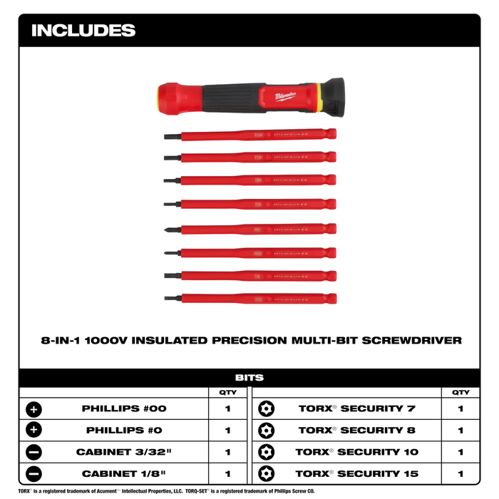 8-in-1 1000V Insulated Precision Multi-Bit Screwdriver