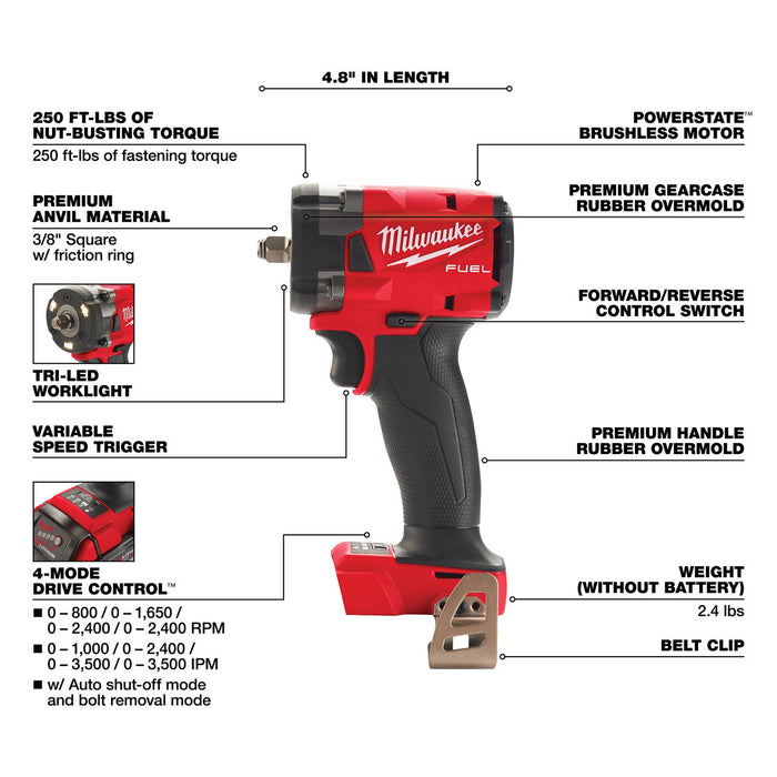 M18 FUEL™ 3/8 Compact Impact Wrench w/ Friction Tool