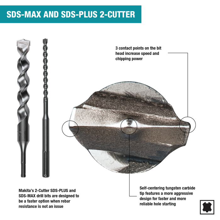3/8" x 6" SDS‑PLUS Bit, 2‑Cutter