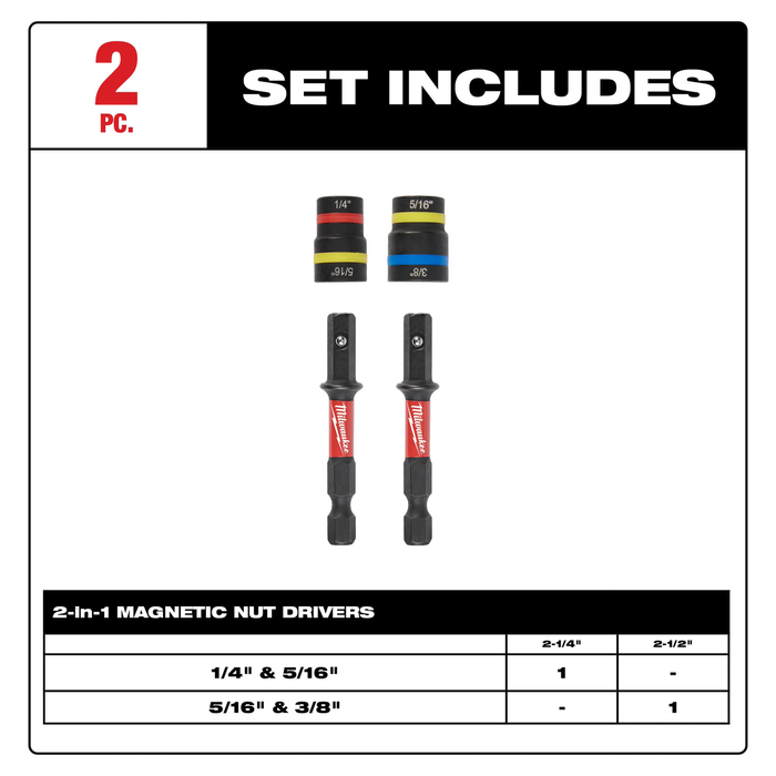 SHOCKWAVE Impact Duty™ QUIK-CLEAR™ 2-in-1 Magnetic Nut Driver Set 2PC