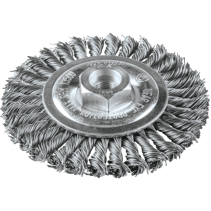 4" Stringer Bead Twist Wire Wheel, M10 x 1.25