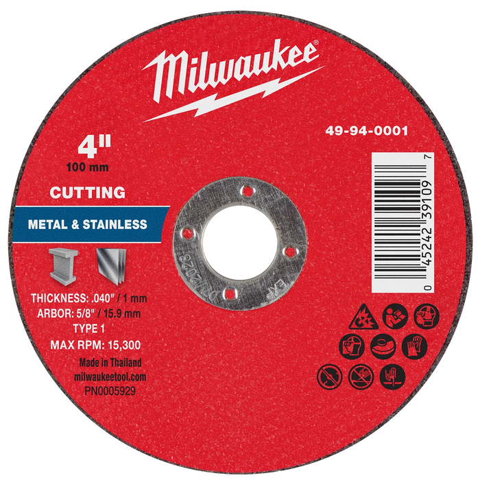 4" x .040" x 5/8" Metal Cut Off Wheel -Type 1