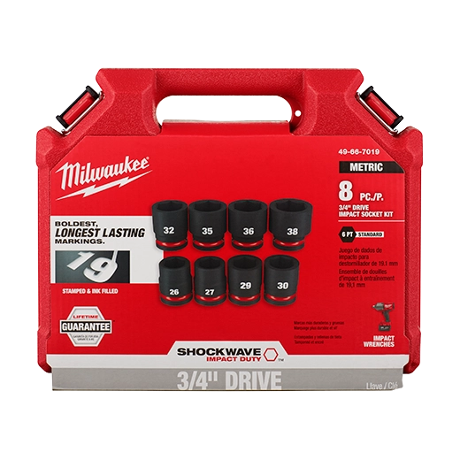 8PC SHOCKWAVE Impact Duty™ 3/4" Drive Metric Standard 6 Point Socket Set