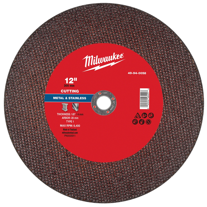 12" x 1/8" x 20mm Metal Cut Off Wheel -Type 1